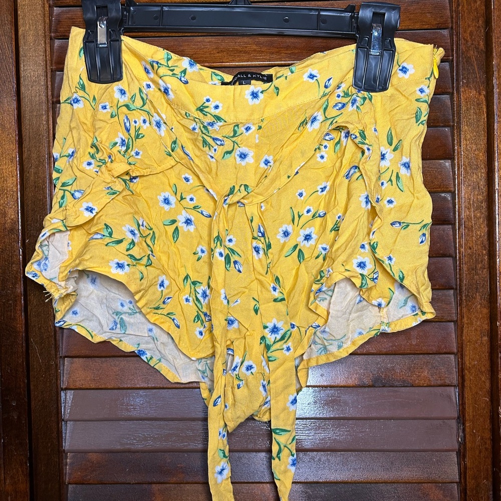 Kendall and Kylie Yellow Floral Shorts